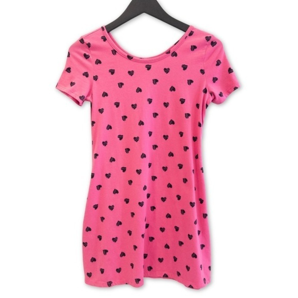 Basic Editions Tunic Top Girls XL Pink Valentines Day Hearts Kawaii Retro Pop‎
